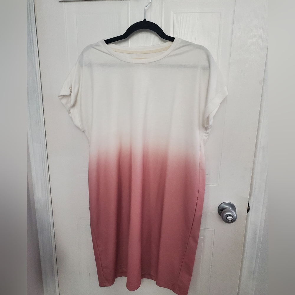 Thread+supply off white and mauve ombre long sweatshirt with short sleeves